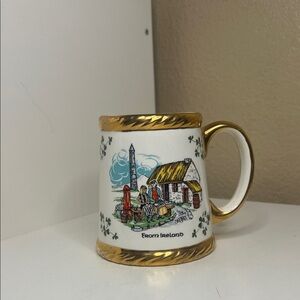 Vintage | Carrigaline Pottery Cork Ireland Mug Gold Trim Celtic Souvenir